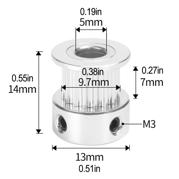 GT2 Pulley 20 Teeth 5mm